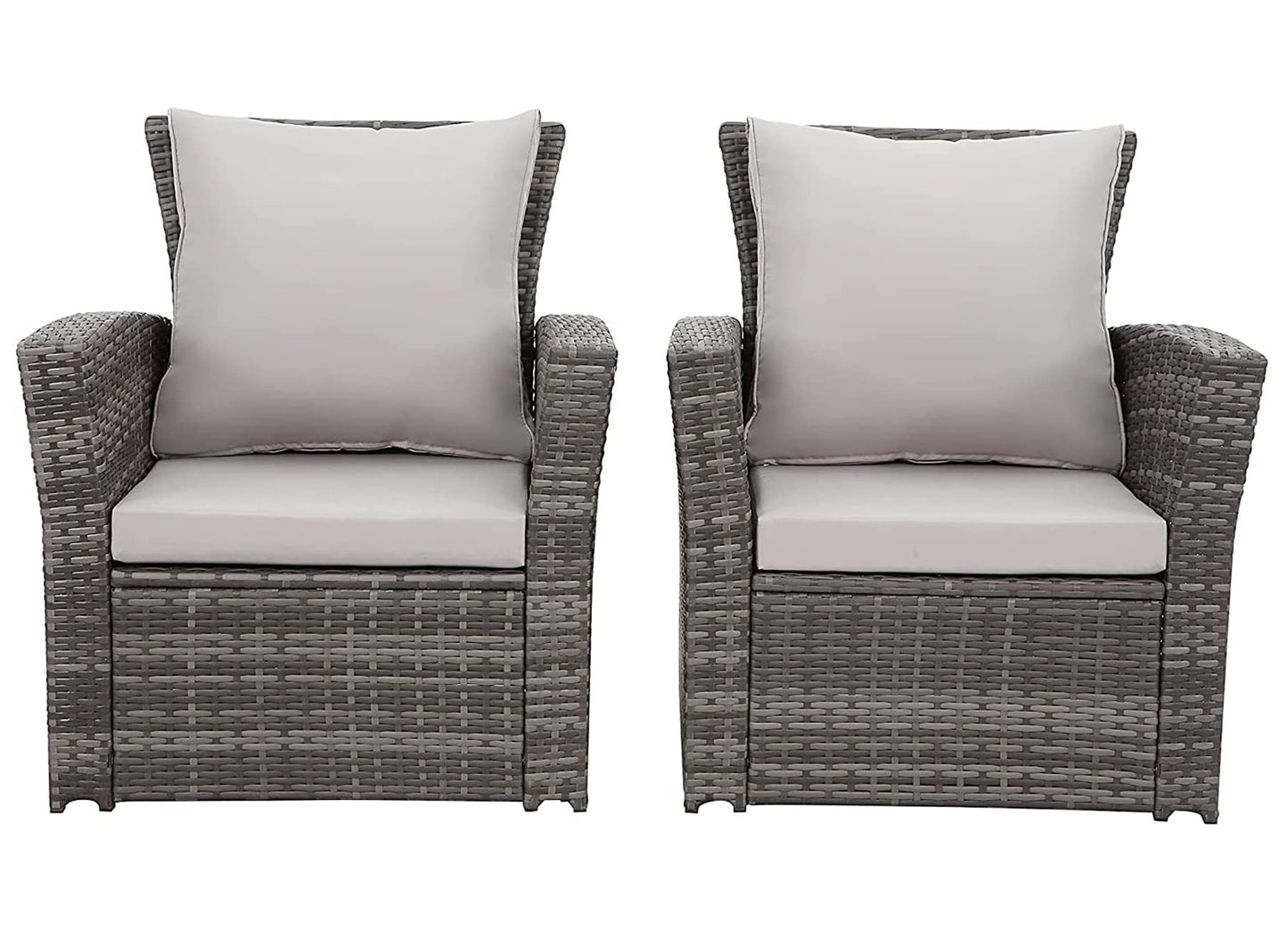 - Mixed Grey Outdoor Rattan Garden Furniture Set | Grey Cushions Luxury 4 Seater Sofa with Chairs and Coffee Table -