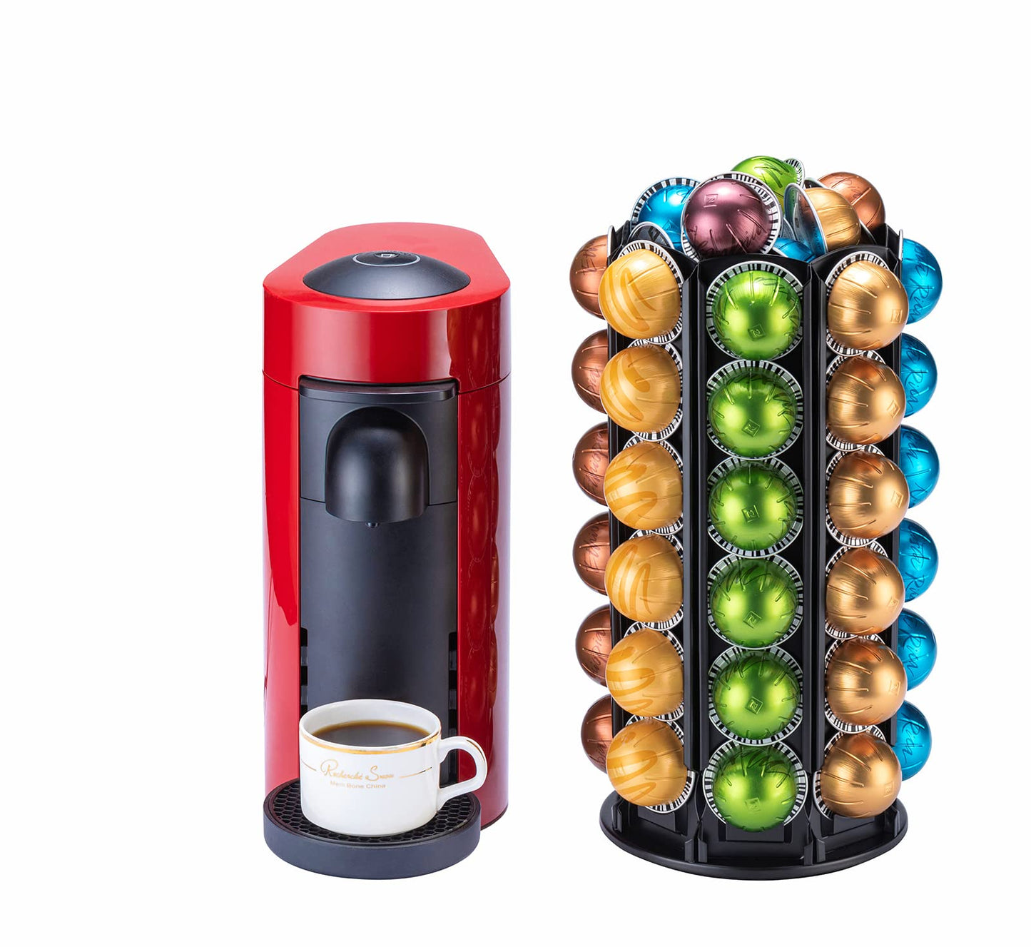 - Rice Rat | Nespresso Pods Holder With Central Additional Pods Storage | Carousel-60+ Pods -