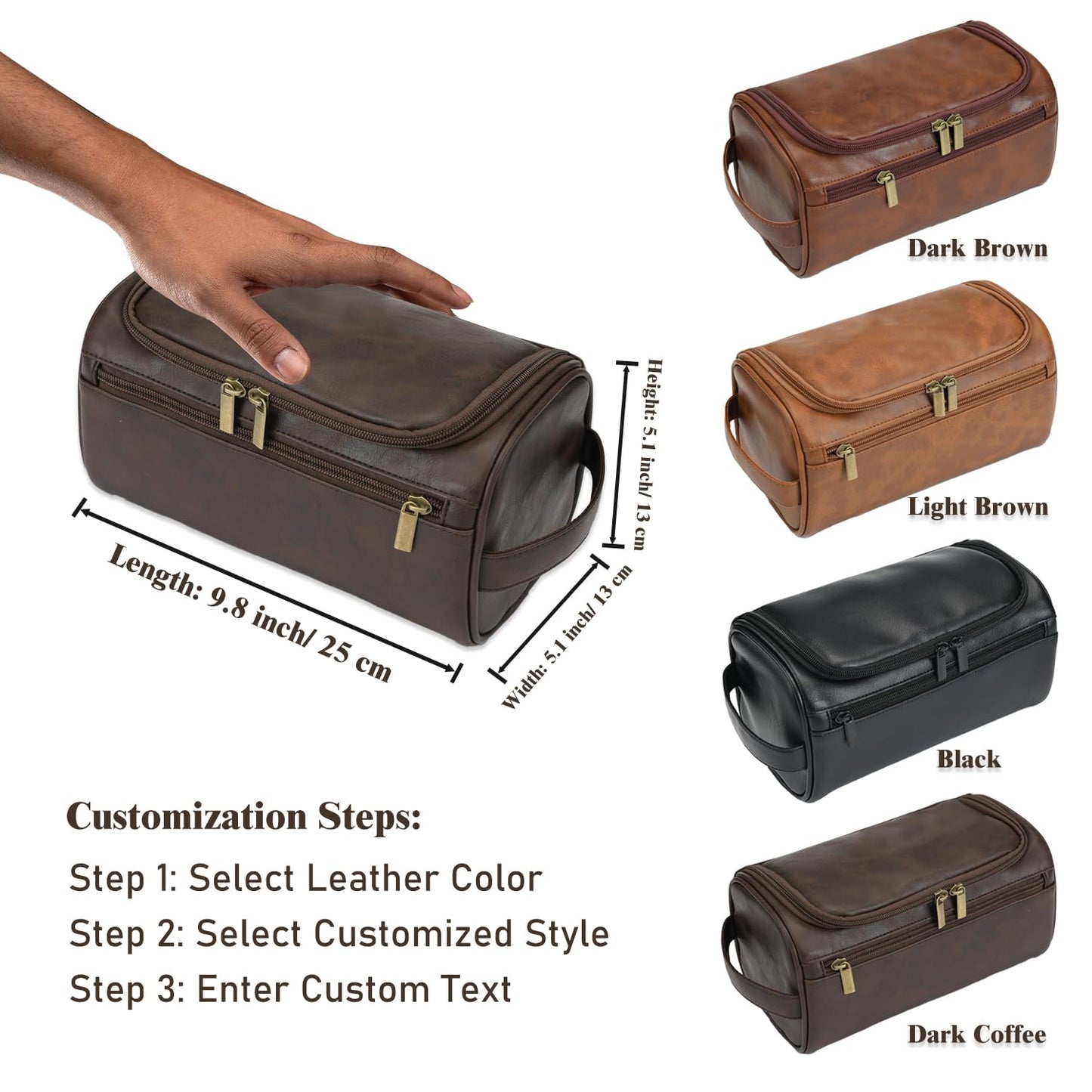 - Personalized Toiletry Bag for Men | Custom Engraved Travel Dopp Kit Bag -