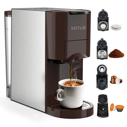 - KOTLIE Espresso 4in1 | Coffee Machine for Nespresso | Original/Dolce Gusto/L’OR/Starbucks/Ground Capsule -