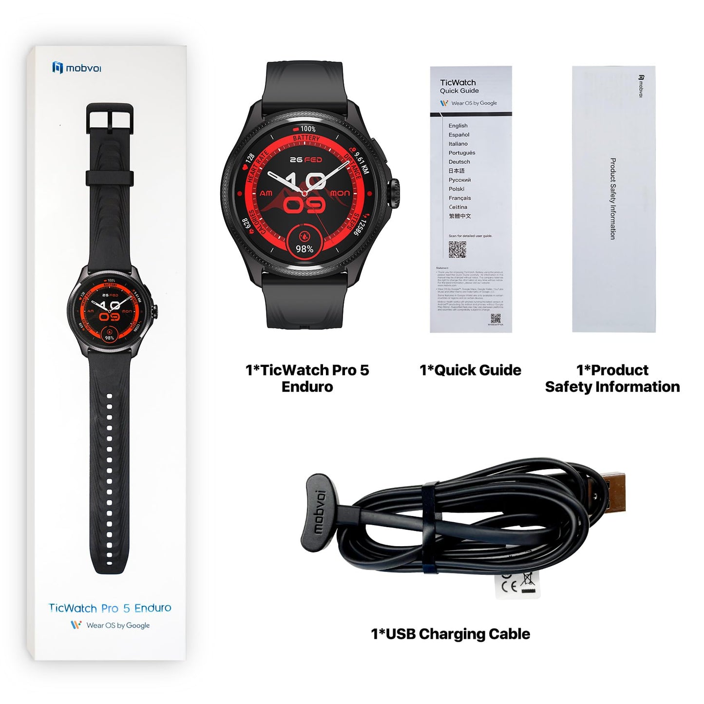 - TicWatch Pro 5 Enduro Smartwatch |  1.43" | Android Wear | Smart Watch -
