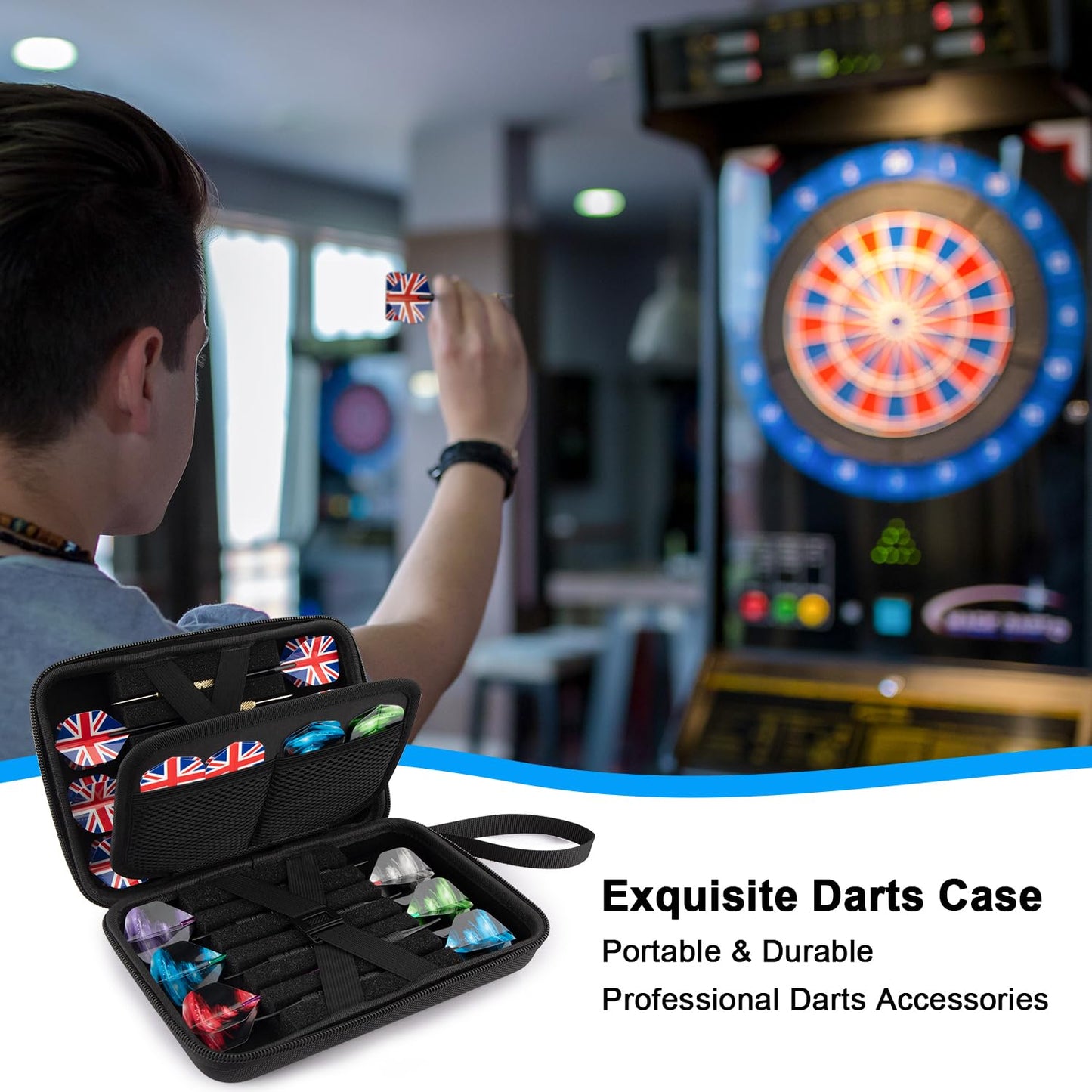 Aukuoy Darts Case: Darts Case Holds 12 Darts and More Dart Accessories, Portable & Durable, Professional Darts Accessories