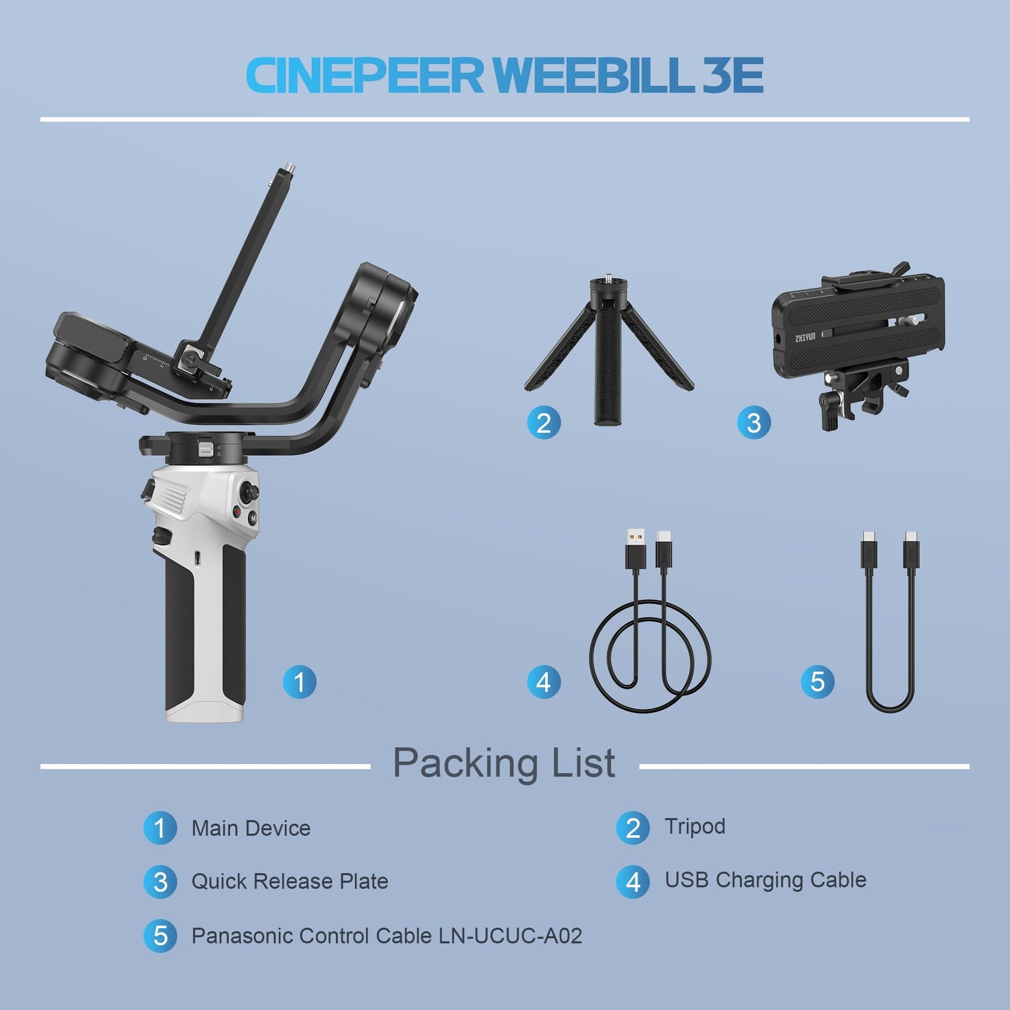 - ZHIYUN CINEPEER WEEBILL 3E Mirrorless Gimbal Lightweight Stabilizer