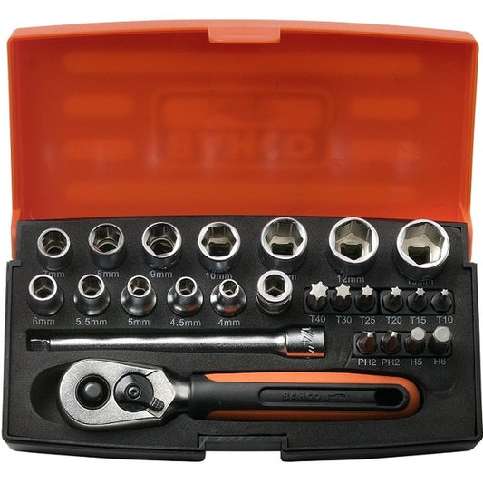- SOCKET SET | 1/4" DRIVE | 25 PIECE SL25 | BAHCO -