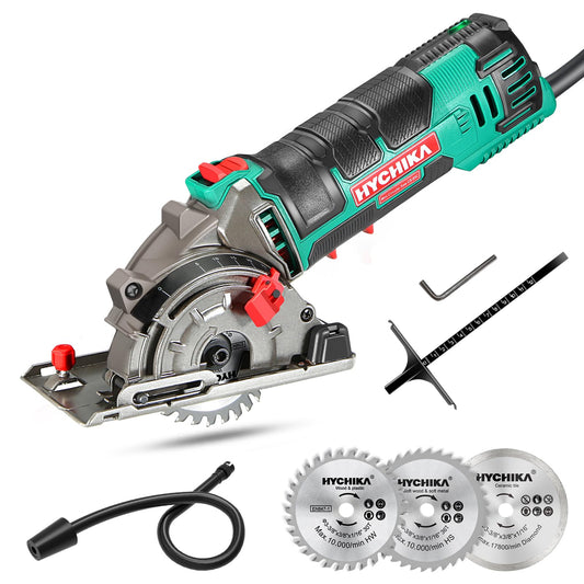 - HYCHIKA Mini Circular Saw | Circular Saw | 3pcs Saw Blades (85mm) | Scale Ruler | 500W Pure Copper Motor | 4500RPM -