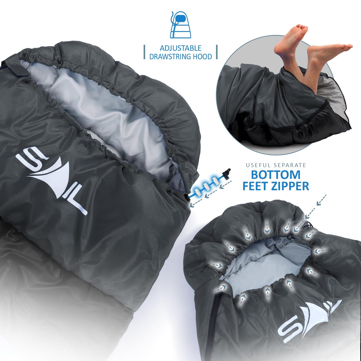 - SAIL XL Sleeping Bag | Extra Wide for Big & Tall Person | 3-4 Season -