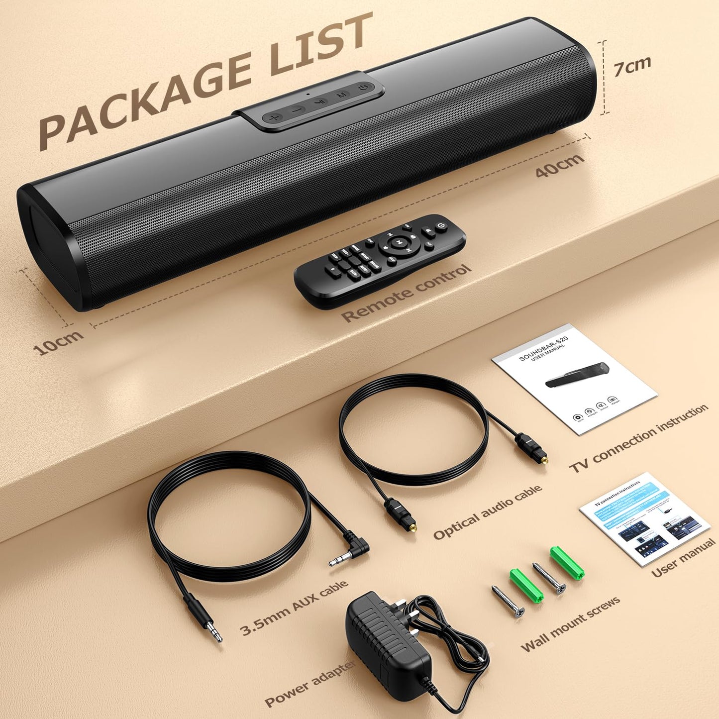- EnjoyNest Sound Bars for TV | Soundbar with Bluetooth/Optical/AUX/HDMI ARC Connection -