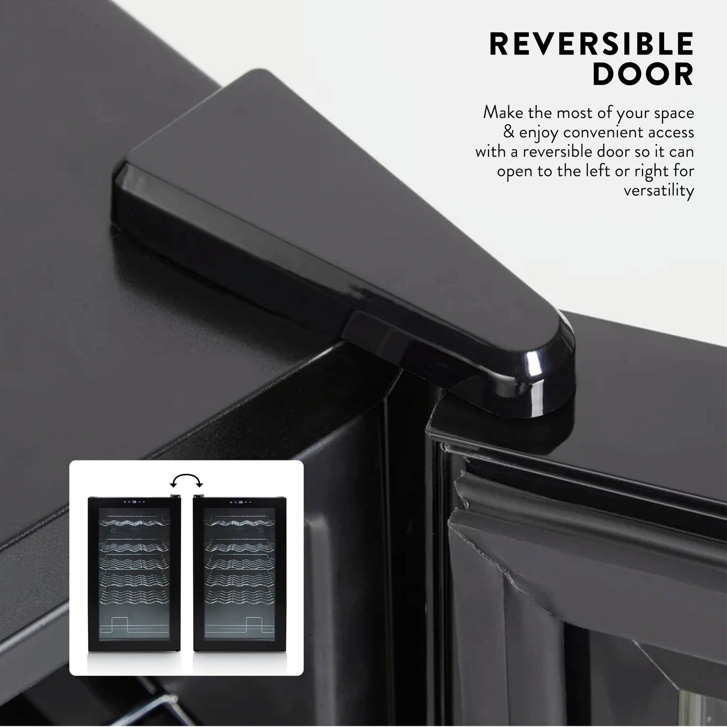 - Swan 34 Bottle Wine Cooler with Reversible Door | LED Display | 80L | Black -