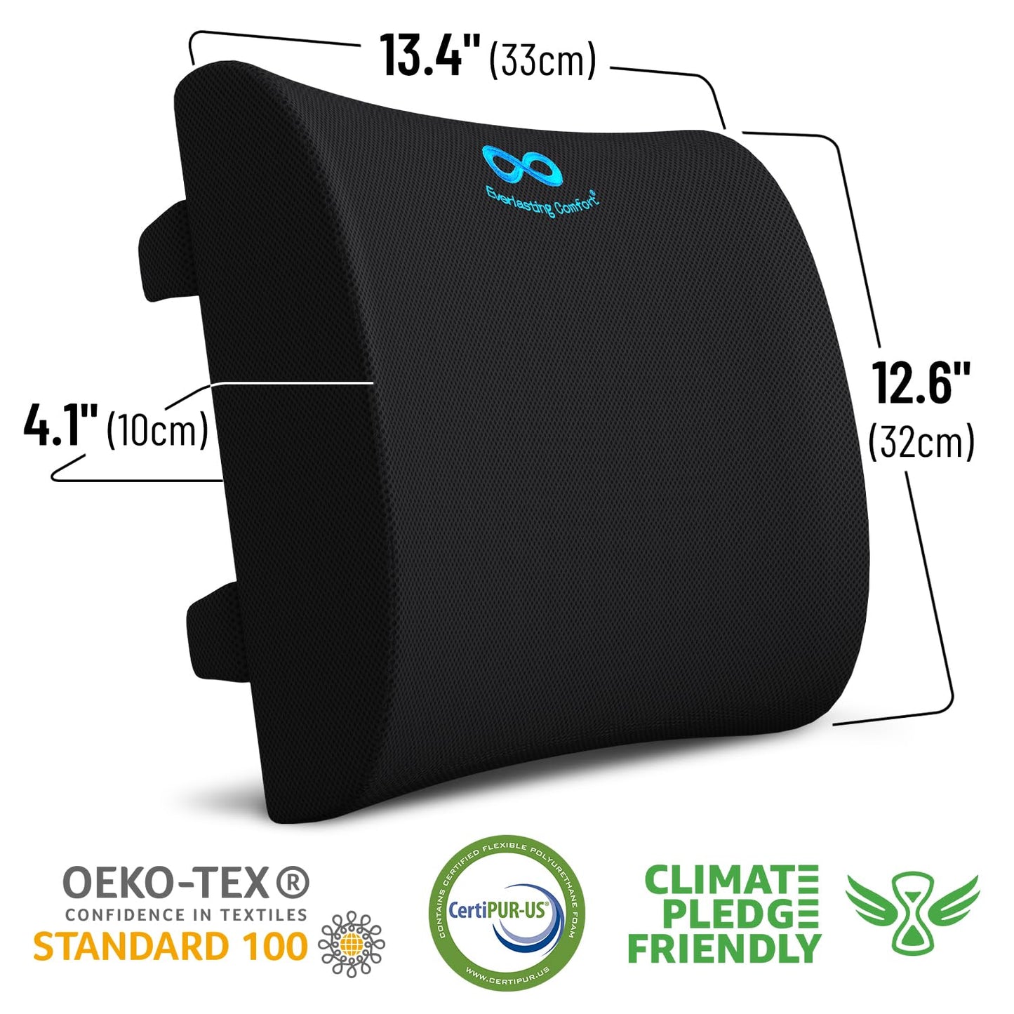 - Everlasting Comfort Memory Foam Lumbar Support Cushion | Dual Adjustable Straps -