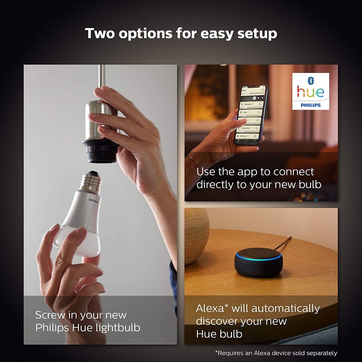 - Philips Hue NEW White Smart Light Bulb 60W | 806 Lumen 2 Pack -