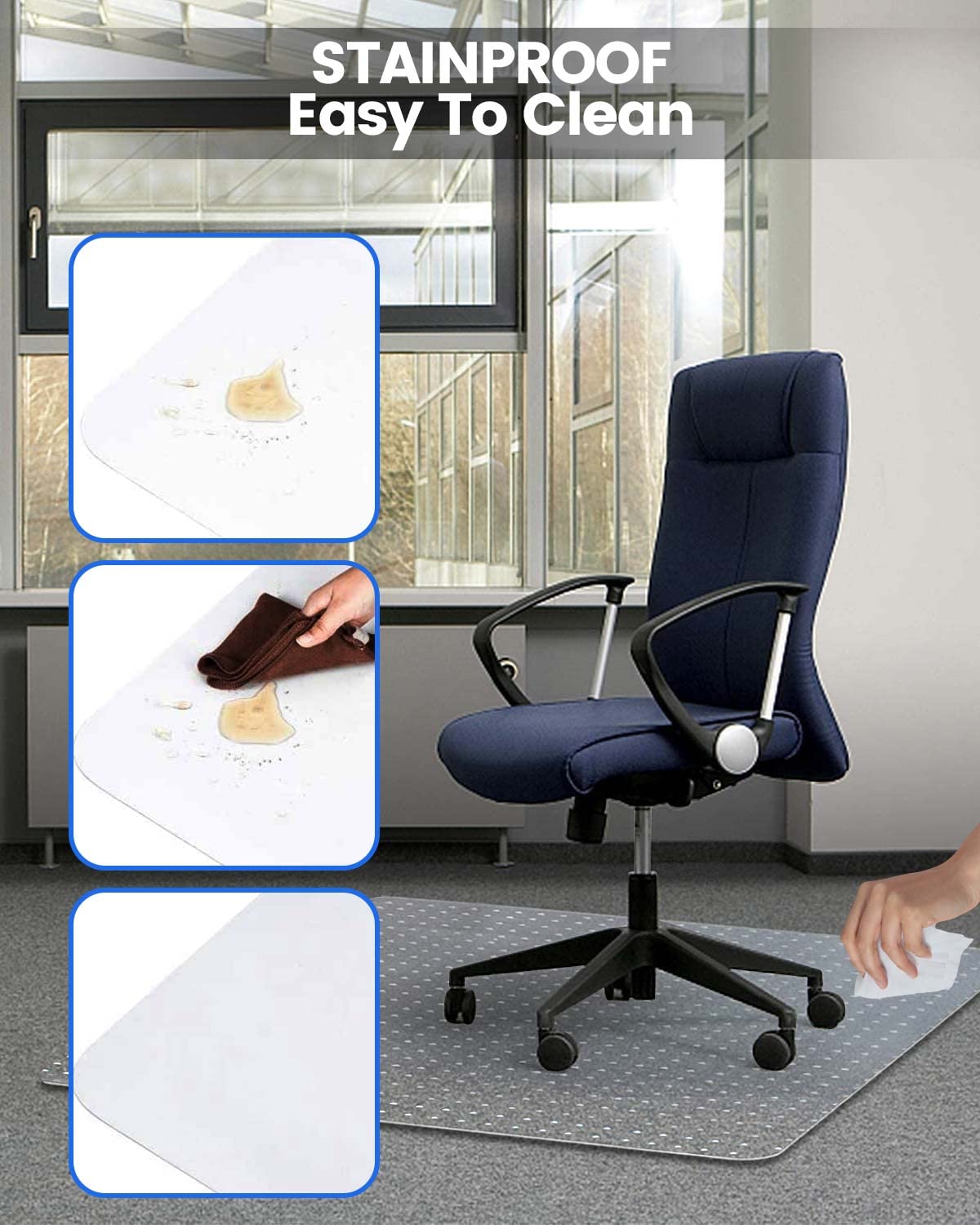 - KALAHOL PVC Office Chair Mat For Carpet Floor | 90x120 cm -