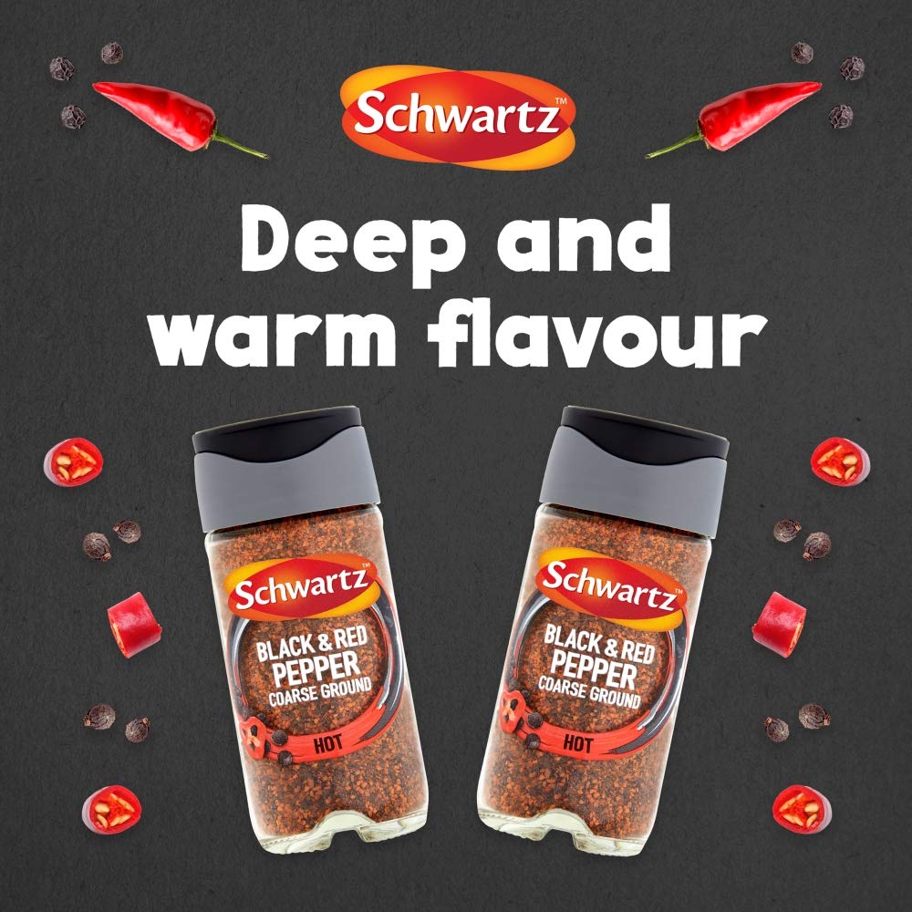 - Schwartz Black & Red Pepper Course Ground 45 G | Jar | Pack of 6 -