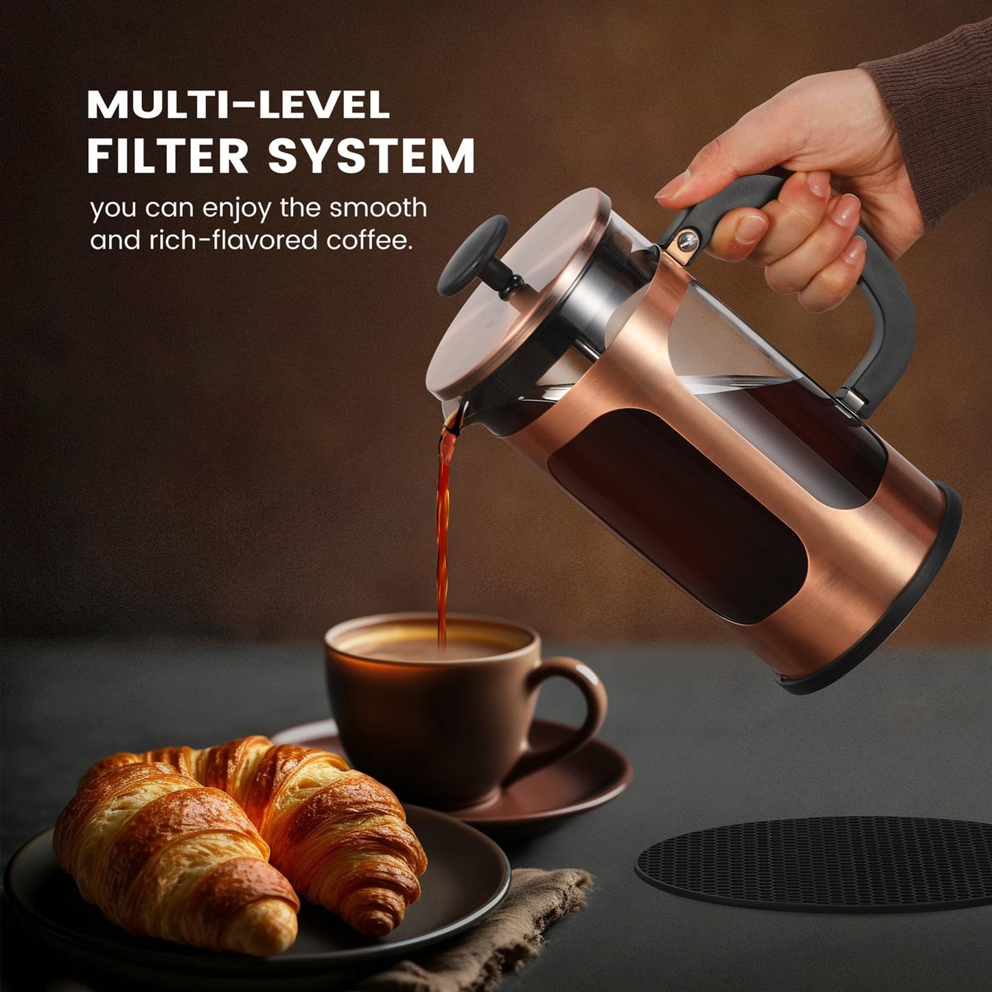 - KOOYAT Cafetiere French Press Coffee Maker | Capacity of 1000ml | 6 cup Large Coffee Press -