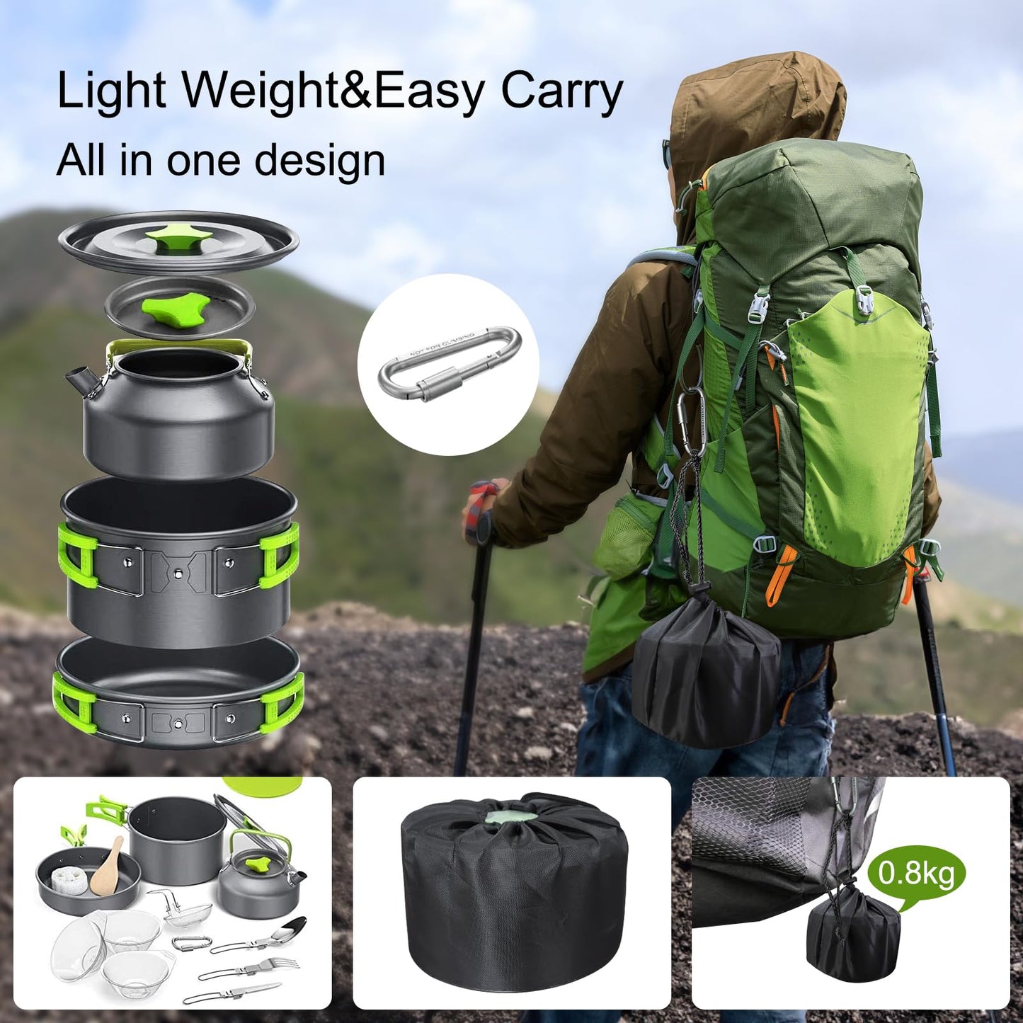 - LAMTOR Camping Cookware Kit | Portable Aluminum Outdoor Camping Cooking Set | Camping Pots and Pans Set -