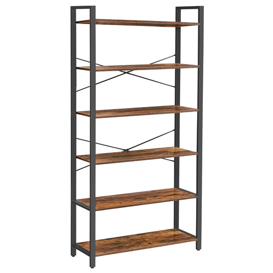 - VASAGLE 6-Tier Tall Bookshelf, Large Bookcase, Steel Frame, Freestanding Shelf Unit -