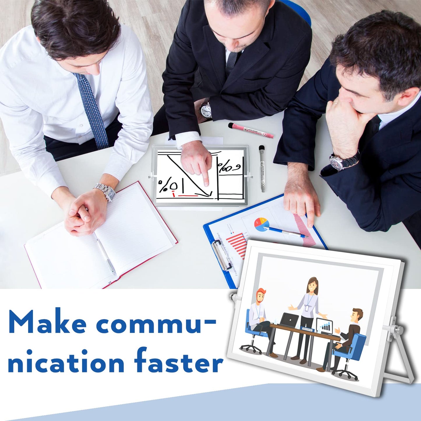 - Nicpro Dry Erase Mini Whiteboard A3 | 40 x 30 cm Double Sided Small Magnetic Desktop Whiteboard -