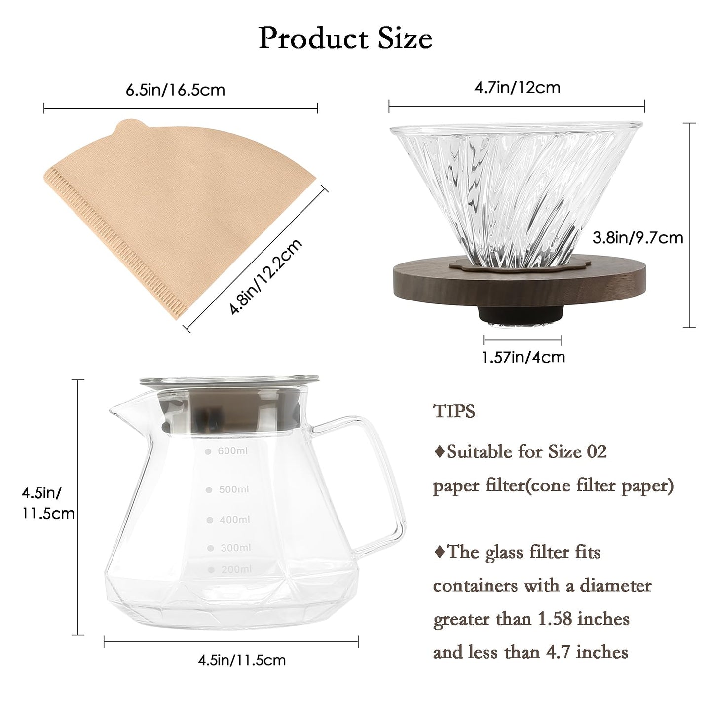 - Lalord Pour Over Coffee Maker | 600 ml Borosilicate Glass Carafe | 100 pcs -