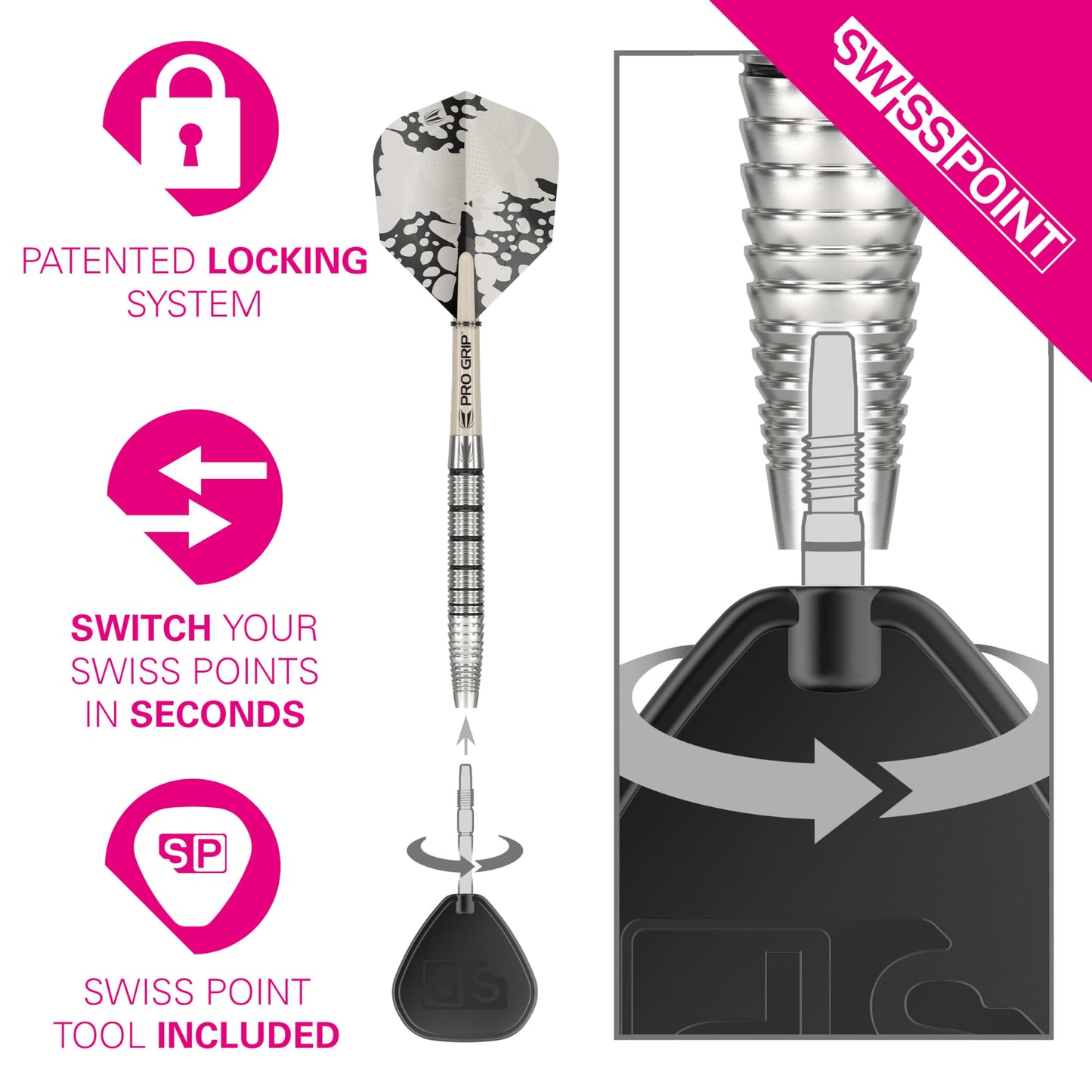 - TARGET Darts | EXO Edition 90% Tungsten Steel Tip Darts Set | 24g | Barrel SP02 – Steel Tip Dart Set -