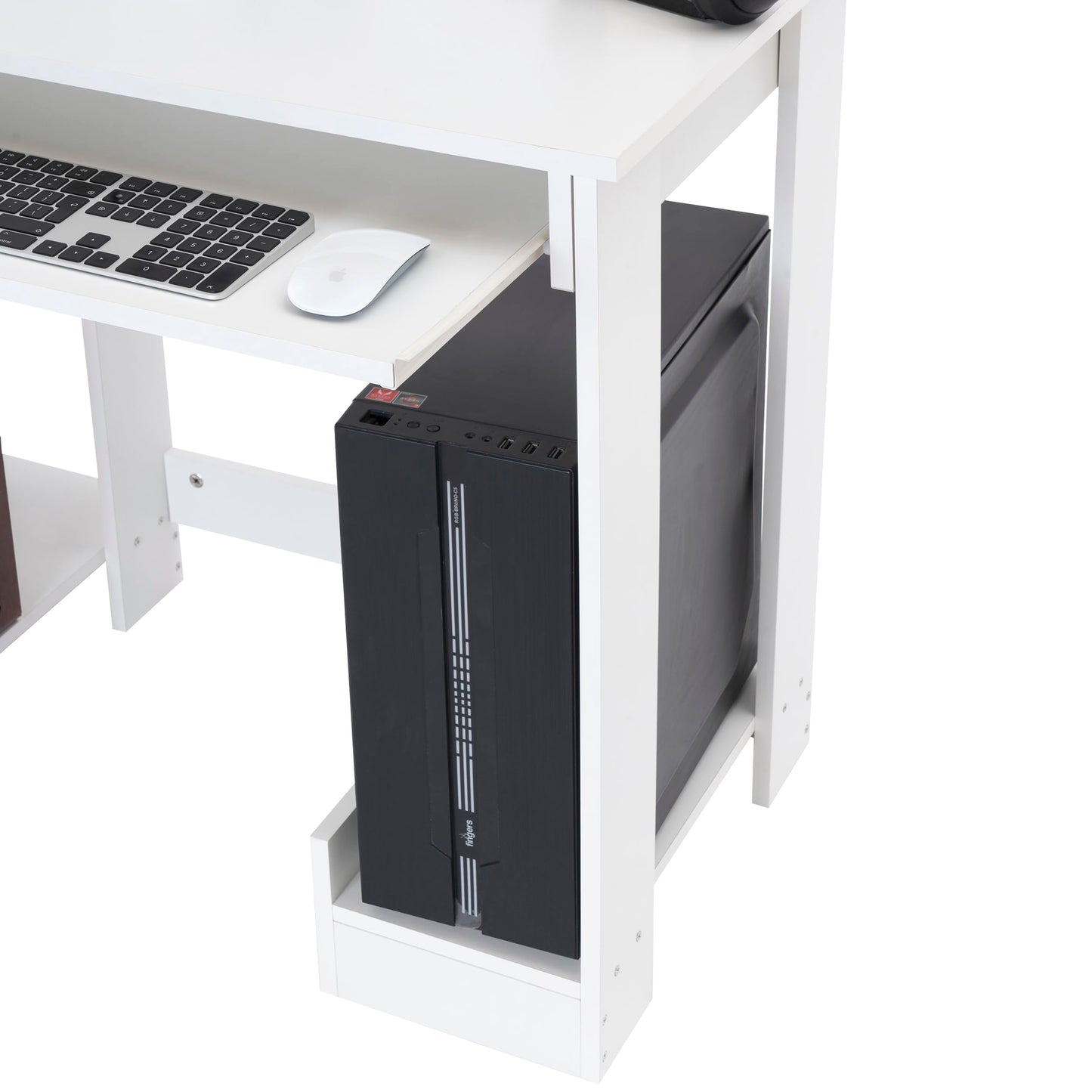 Blisswood Home Office Desk, White Computer Desk With Shelves & Sliding Keyboard Tray PC Laptop Table For Writing Workstation Bedroom Study Furniture (90 x 55 x 72CM)