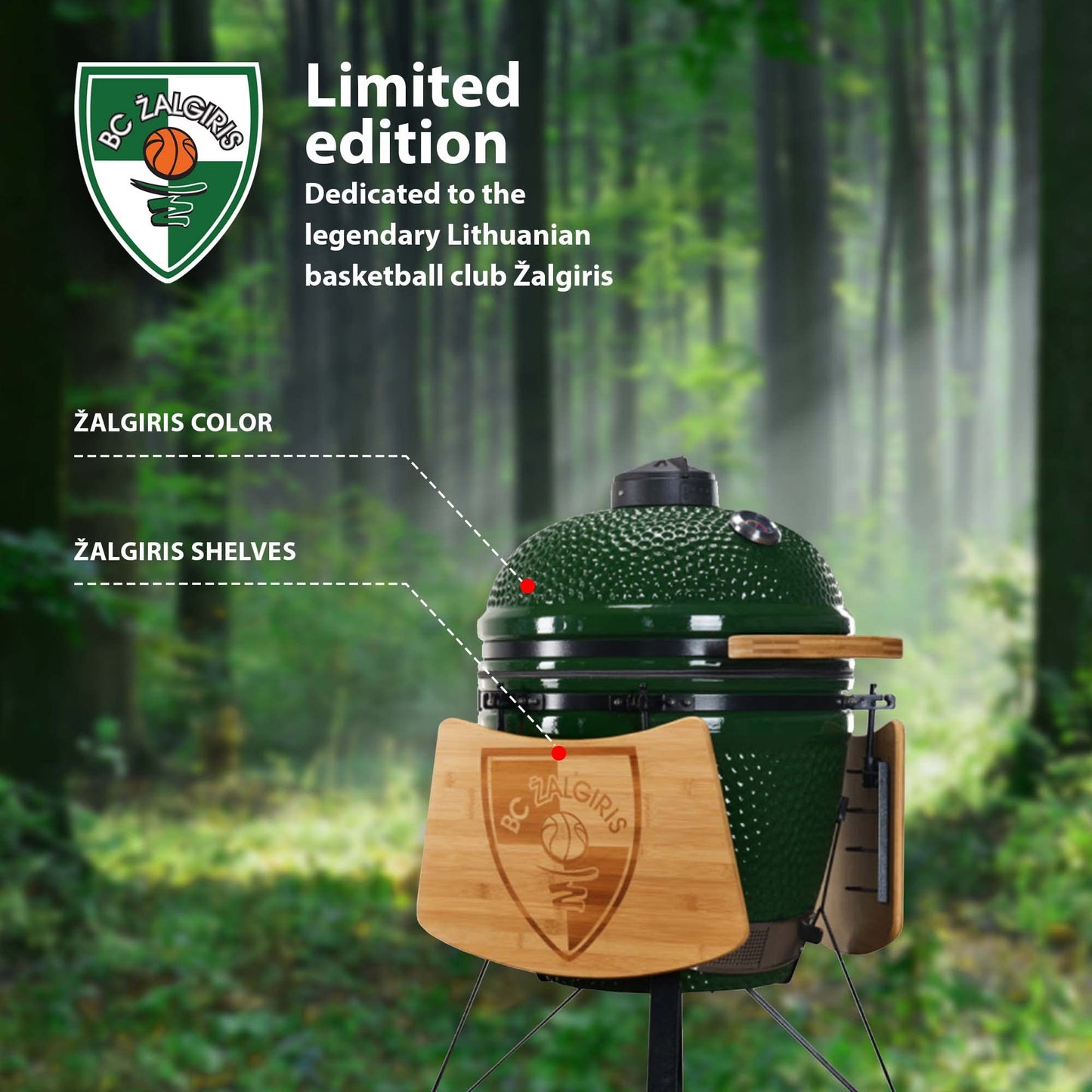 - KAMADO BONO Green Egg BBQ Grill | 21" I Kamado BBQ Charcoal Grill With Dual Zone Grilling System -