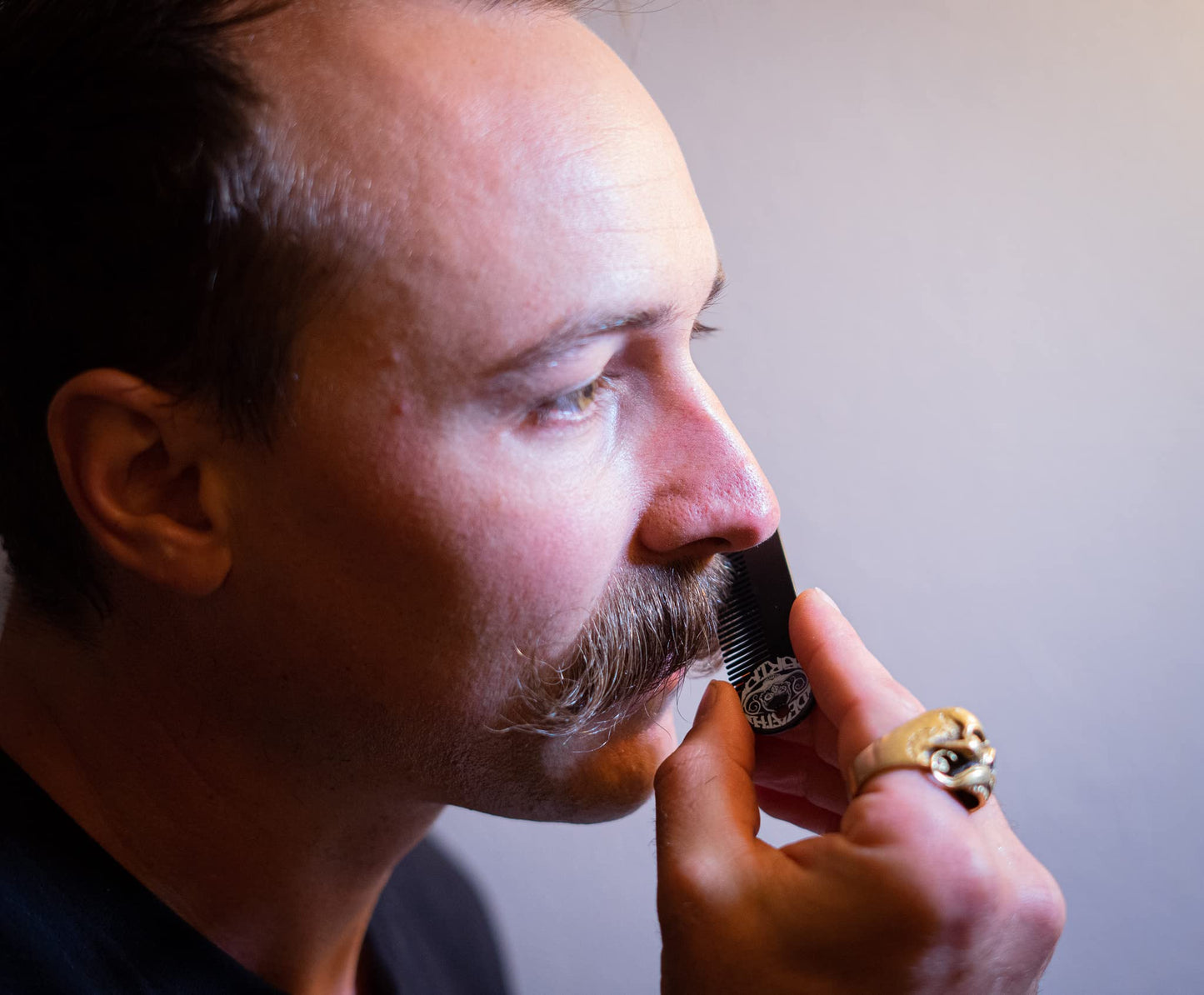 Beard Comb Or Fine Tooth Moustache Pocket Stainless Steel Metal Powder Coated Black Keychain Mustache Comb For Men - 3.25 x 1 Inches by Death Grip