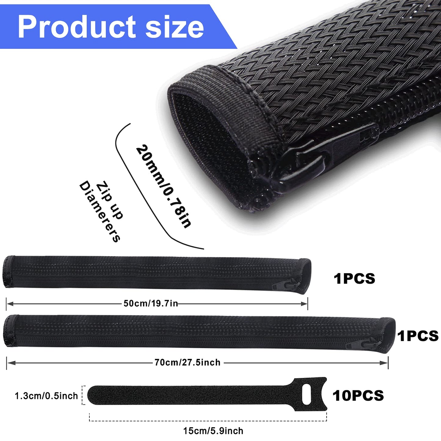 - UPXDUMI Cable Tidy Zip Sleeve for PC/TV -