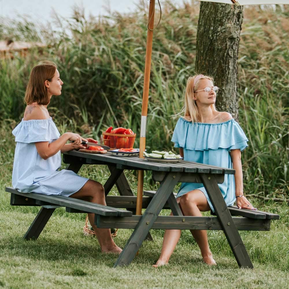 BrackenStyle Chester 6 Seat Picnic Table - A Frame Pub Bench Outdoor Garden Seating - 150cm Length (Dark Grey)