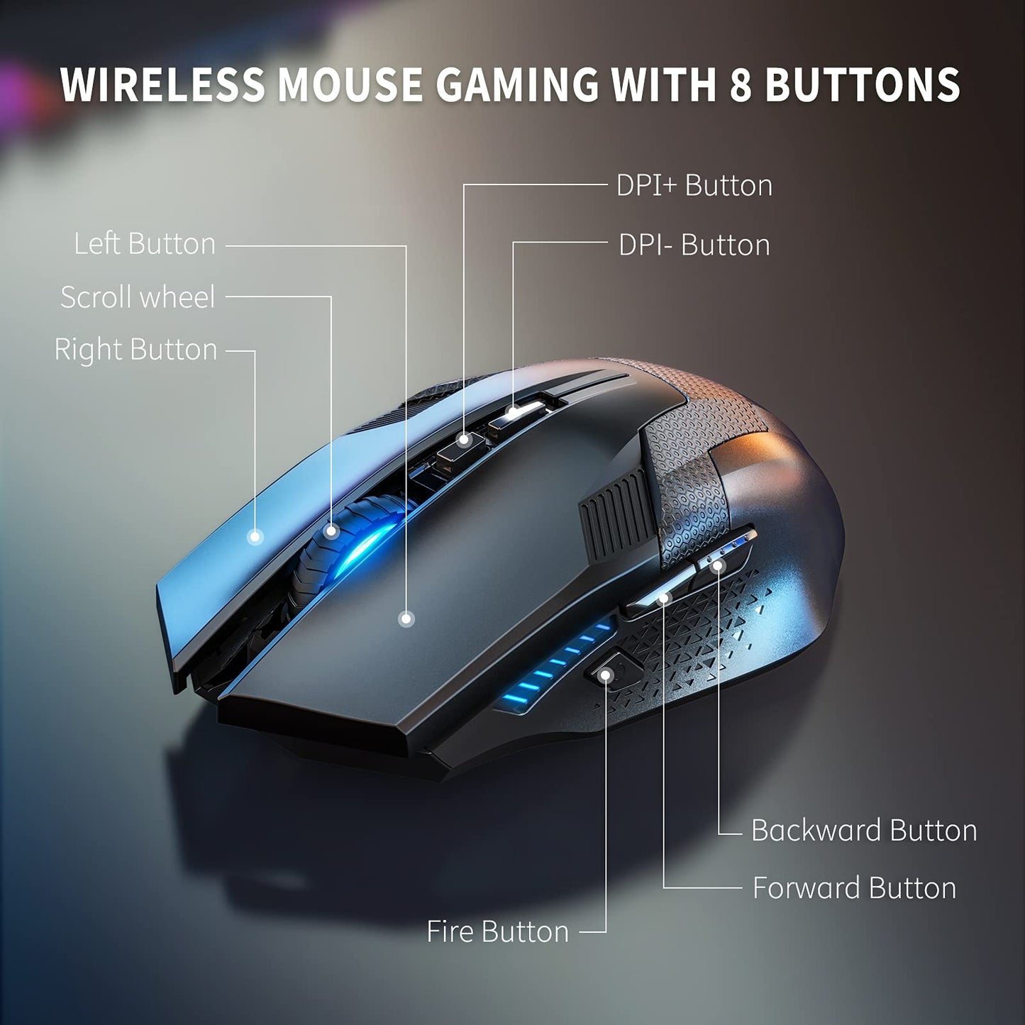 - TECKNET Wireless Gaming Mouse | 2.4G Optical USB Computer Mice | 8 Buttons -