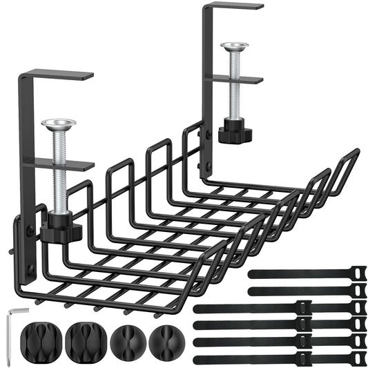 - Mokani Cable Management Under Desk Tray | No-Drill Desk Cable Wire Organiser -