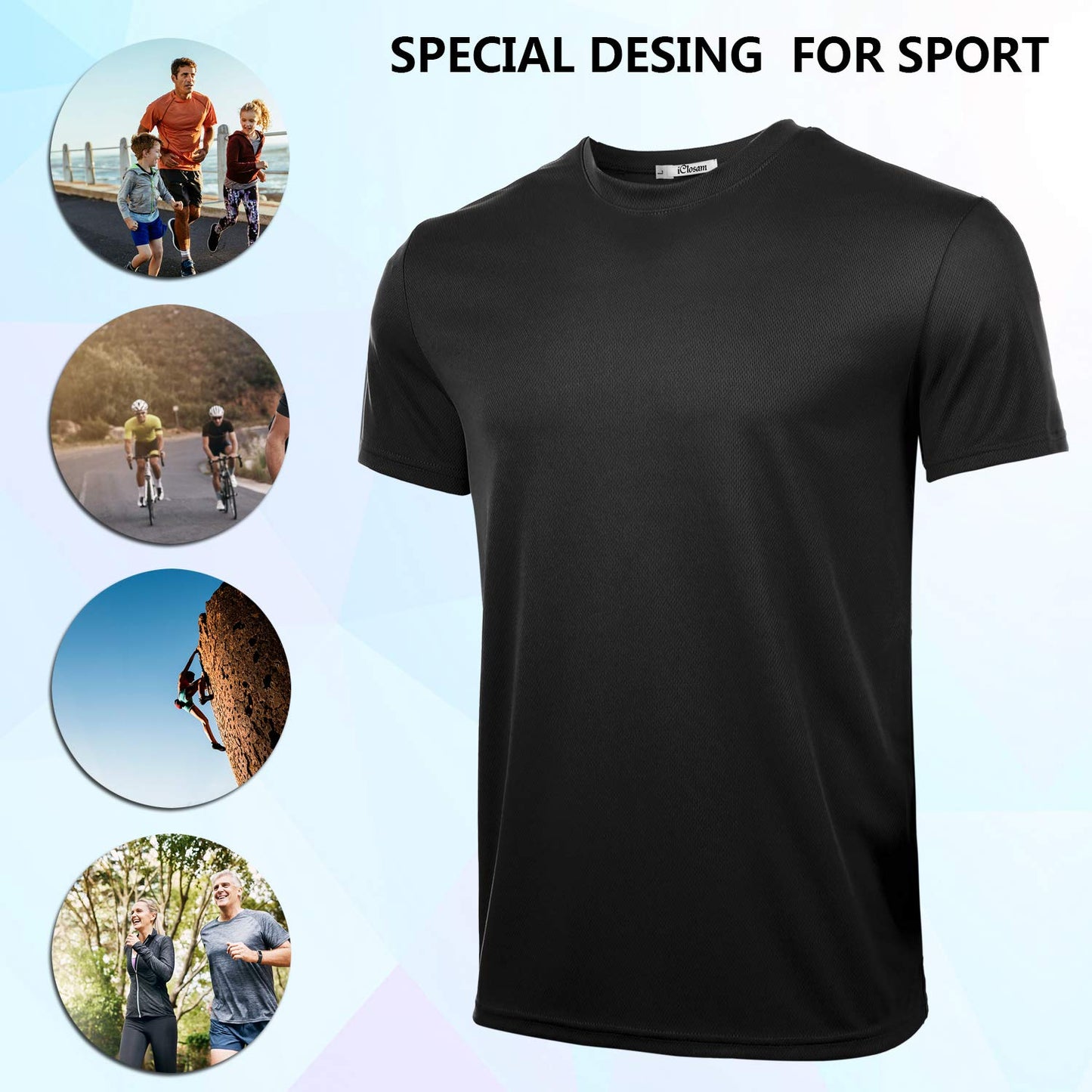 - iClosam 3 Pack Men Short Sleeve Athletic Tops- Dry Fit Gym Shirt -