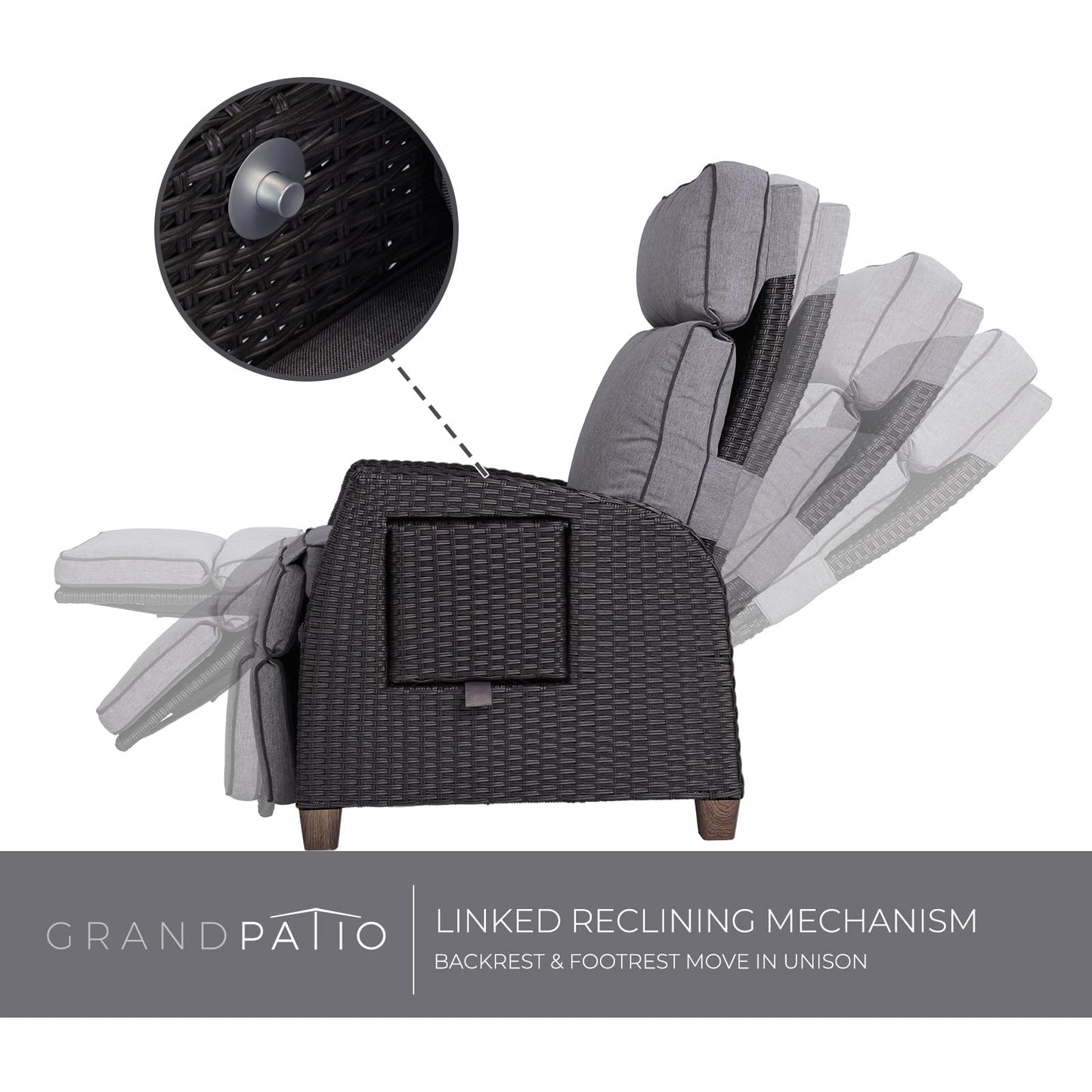 - Grand Patio Recliner Sunlounger | Adjustable Position Backrest Armchair With Flip Table -