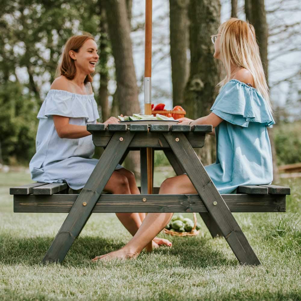 BrackenStyle Chester 6 Seat Picnic Table - A Frame Pub Bench Outdoor Garden Seating - 150cm Length (Dark Grey)