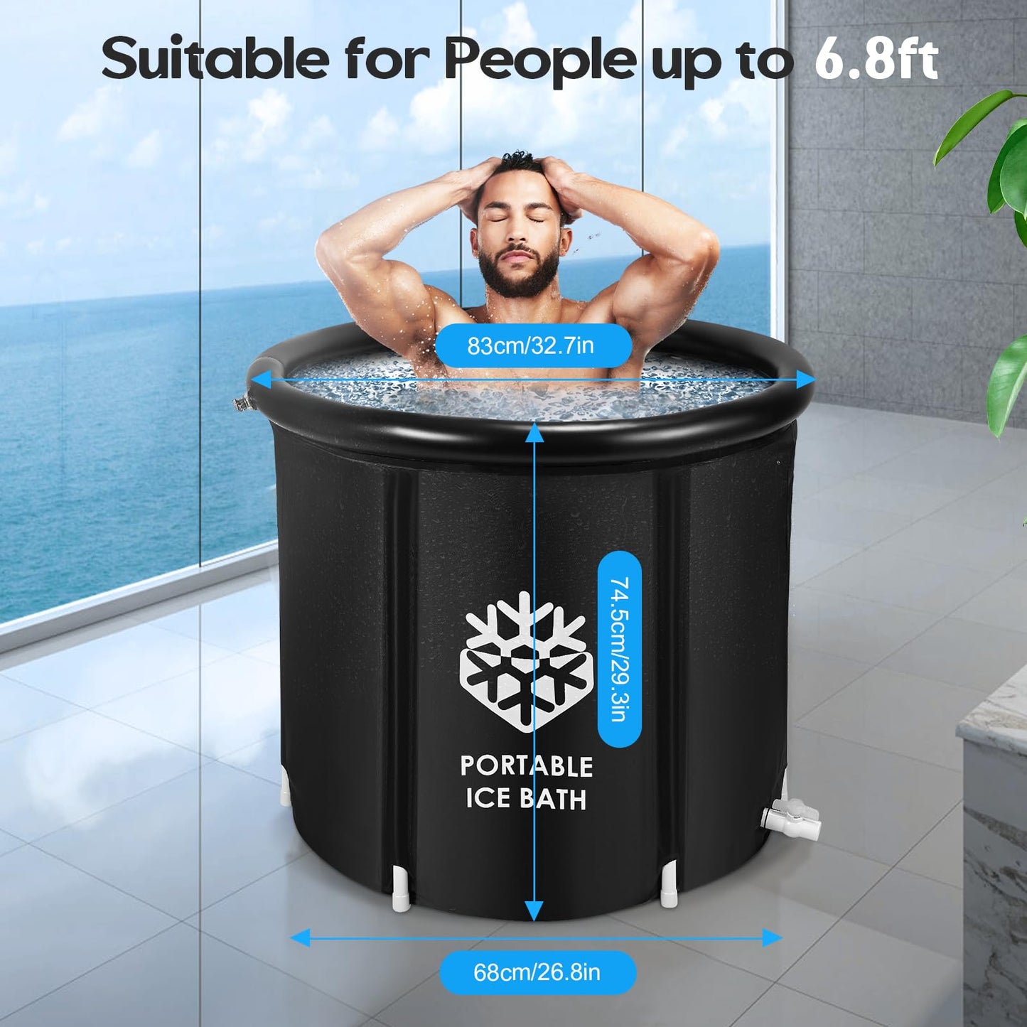 - Ice Bath Tub 376L Ice Bath Outdoor | High Capacity Cold Water Therapy Tub for Athletes | Durable Cold Plunge Pool | Portable and Insulated Cold Plunge Tub -