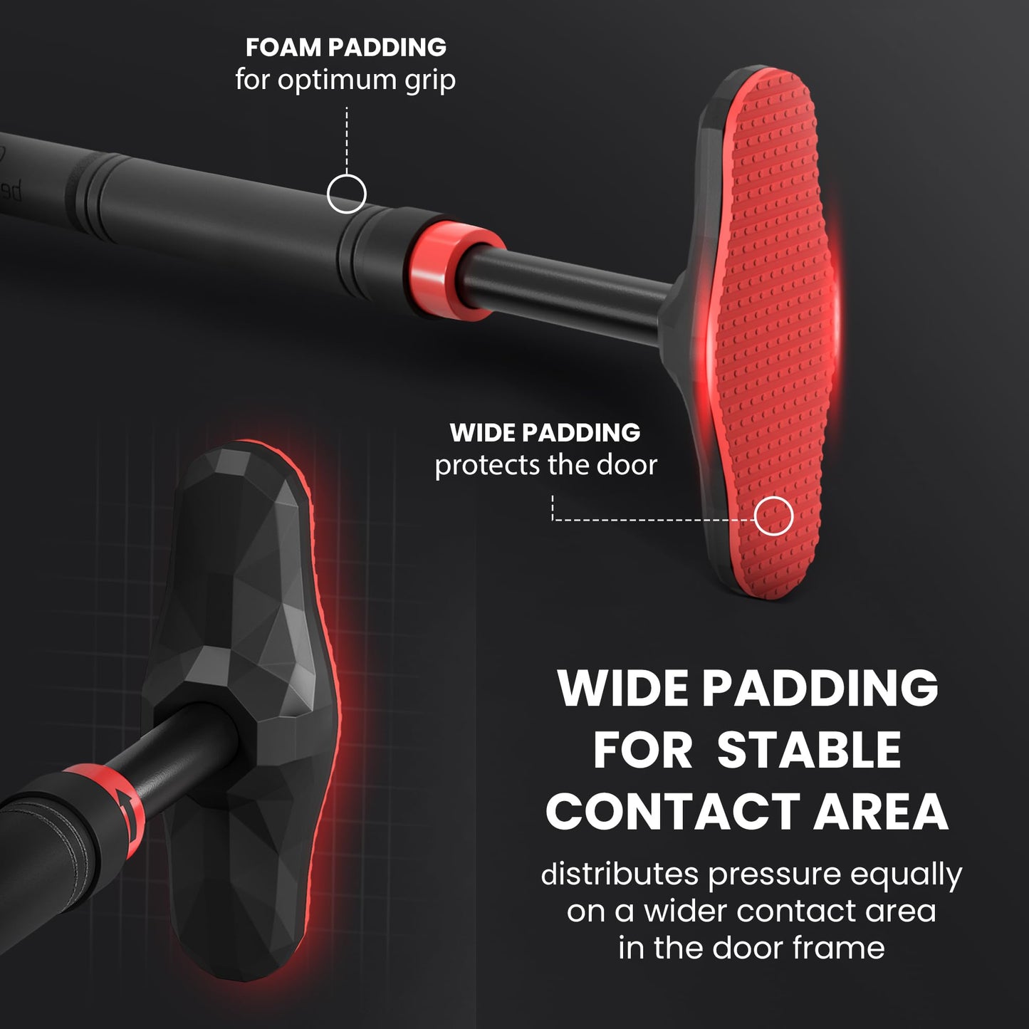 - Pull Up Bar Door Frame NO Screws + Exercise E-Book | Professional Chin Up with Padded Handles | Extra Wide Dip Workout Bars for Hanging in Doorway at Home -