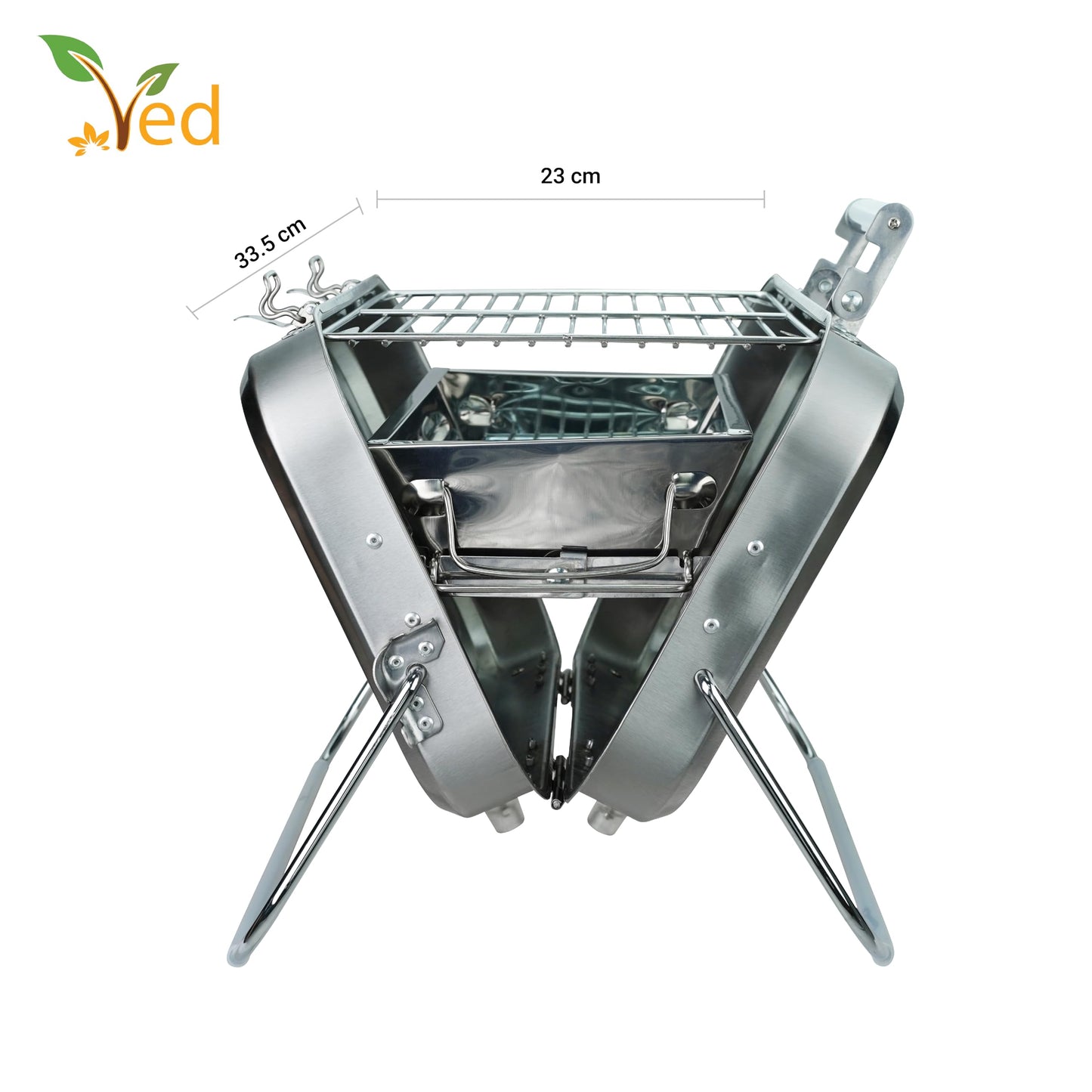 - Ved Portable Folding Picnic and Camping BBQ, Silver -