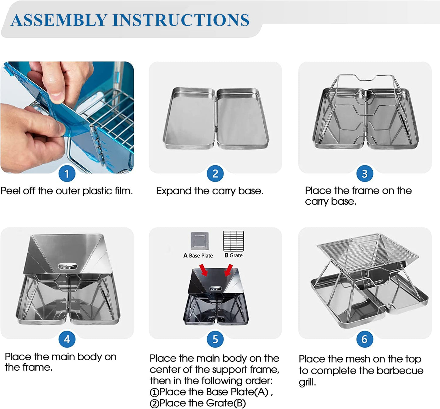 - KAHEIGN Stainless Steel Fire Pit | Foldable BBQ Grill Rack | Portable Campfire Pit -