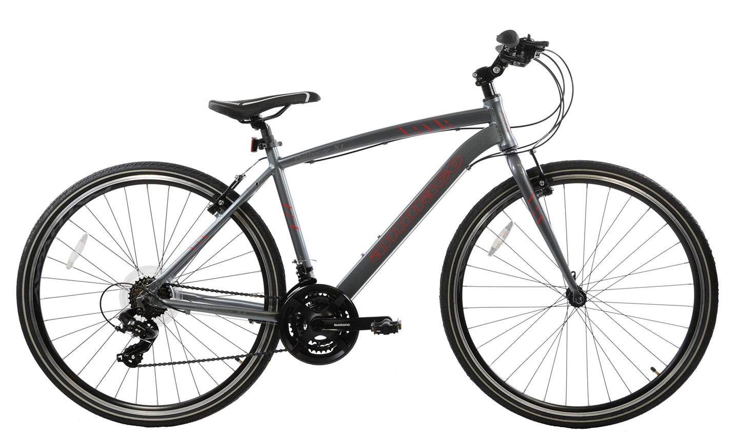 Ammaco Pathway X1 700c Hybrid Trekking Sports Commuter Urban Mens Bike 17" Frame Lightweight Grey 21 Speed