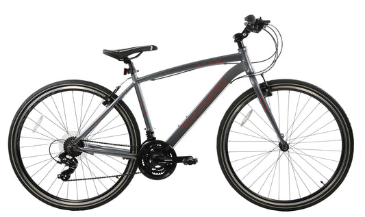 Ammaco Pathway X1 700c Hybrid Trekking Sports Commuter Urban Mens Bike 17" Frame Lightweight Grey 21 Speed