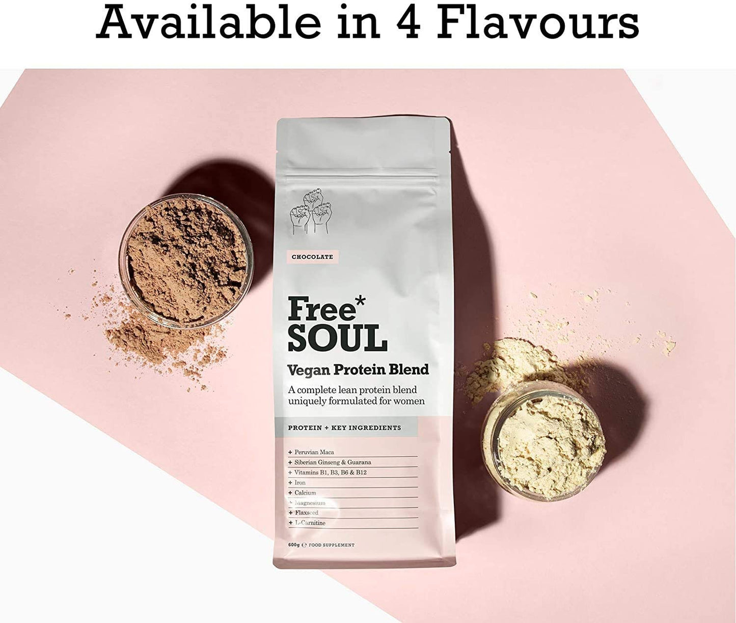 - Free Soul Vegan Protein Powder | Formulated for Women | 600g | 20g Protein | Added Nutrients | Gluten & Soy Free Plant Based Nutrition Protein Shake | Pea and Hemp Isolate Protein (Chocolate) -