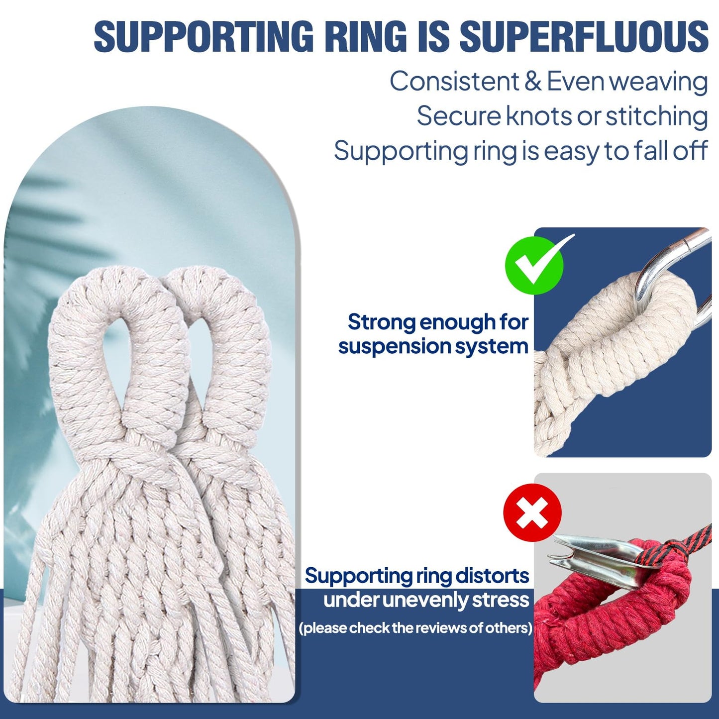 Anyoo Cotton Hammock Comfortable Fabric with Tree-friendly Straps, Durable Portable Hammock with Travel Bag,Perfect for Garden Camping Outdoor/Indoor Patio Balcony Backyard