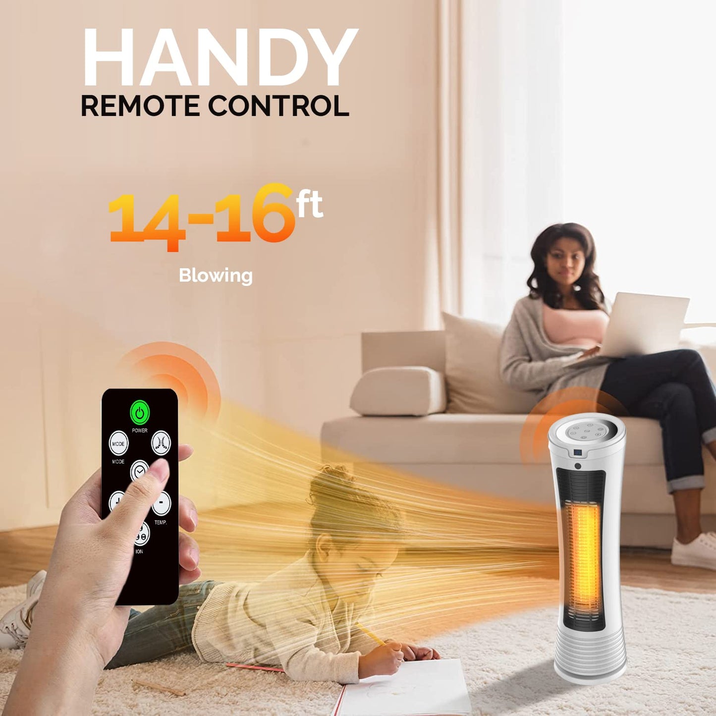 - Senelux Tower Space Heater | 2000W Portable Electric Ceramic Fan Heater -