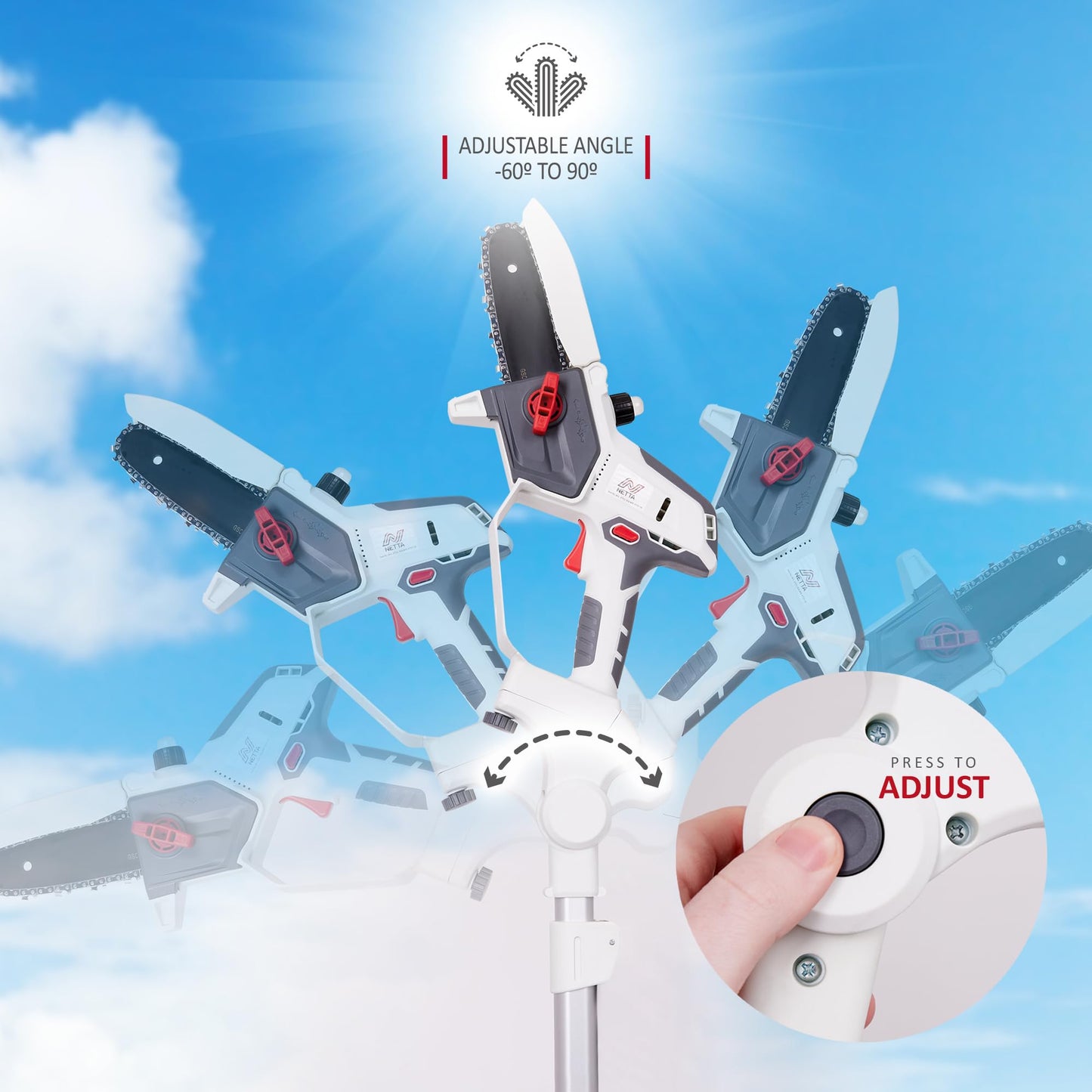 - NETTA Cordless 2-in-1 Pole & Handheld Garden Chainsaw | 20V MAX | Light-Weight | Battery & Charger Included -