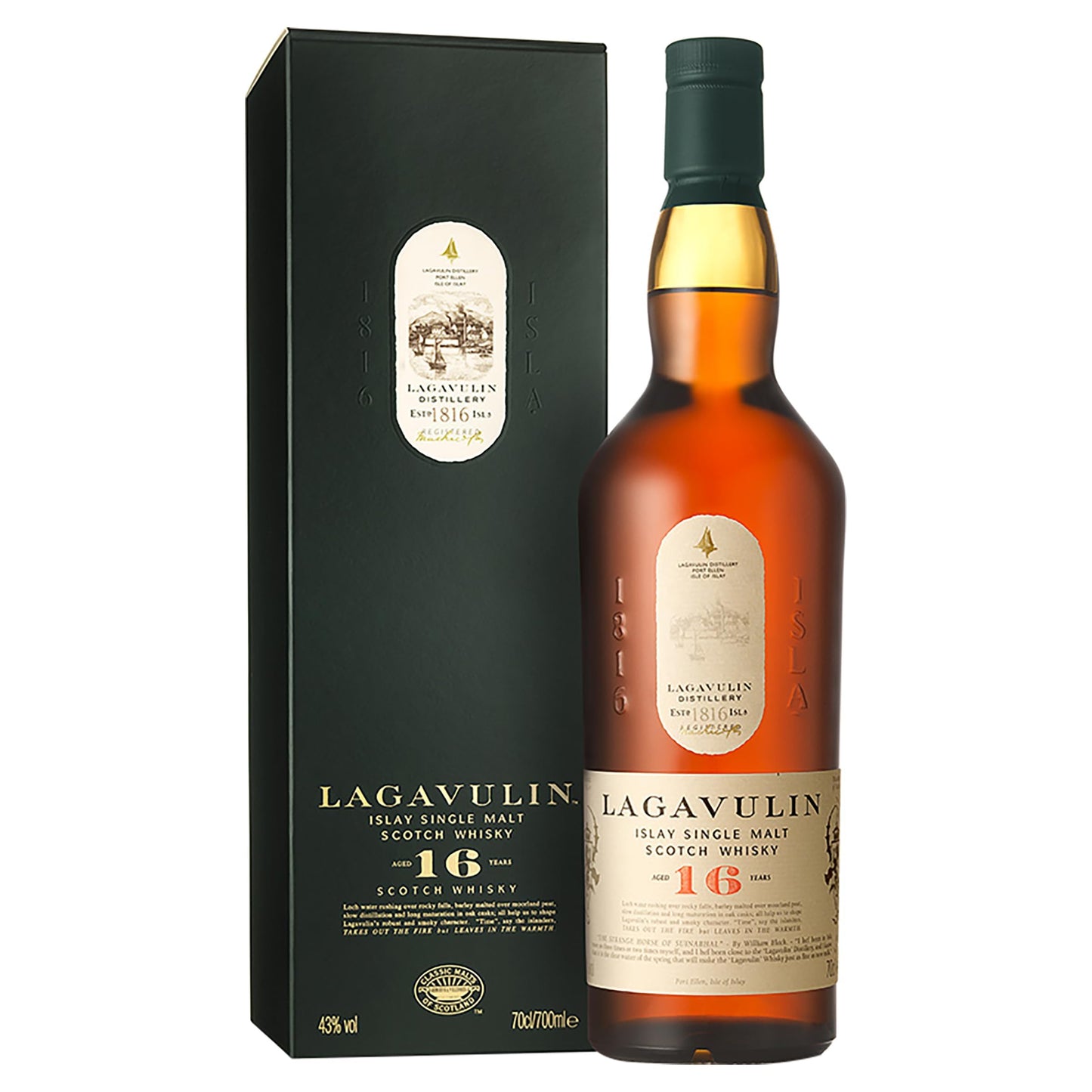 - Lagavulin 16 Year Old Islay Single Malt Scotch Whisky | 43% vol | 70cl | Smoky -