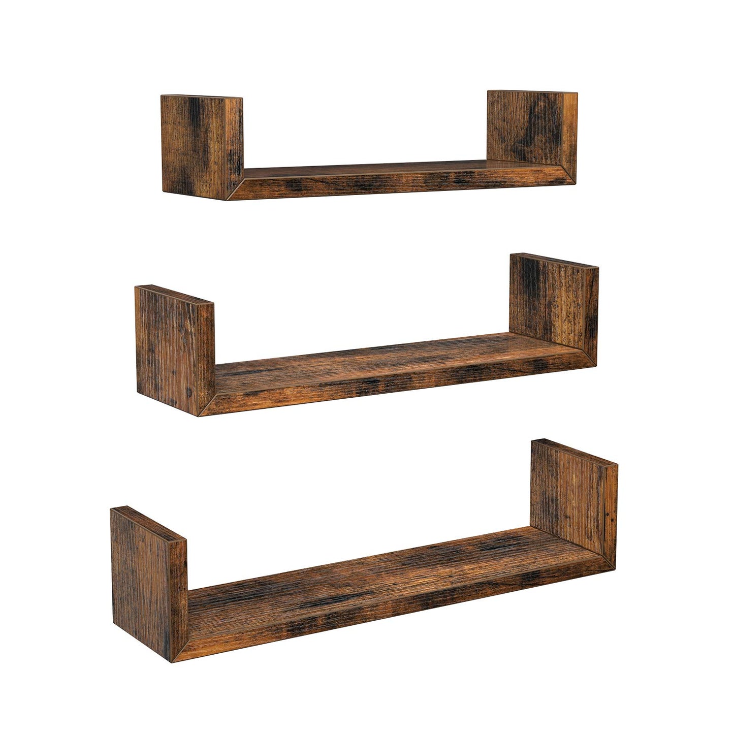 - VASAGLE Wall Shelves, Set of 3, Wall-Mounted Floating Shelves for Decorations, U-Shaped -