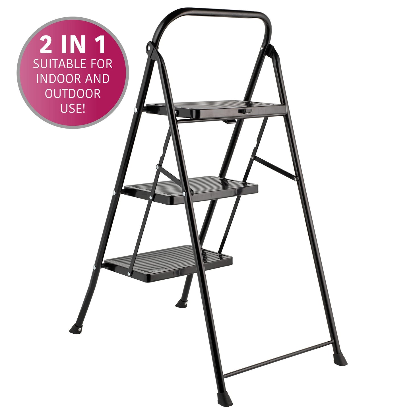 - Kleeneze KL068514BLKFEU7 3 Step Ladder | Lightweight Folding Stepladder for DIY -
