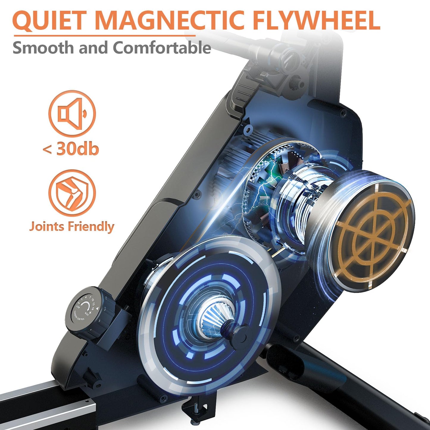 - Jupgod 16 Levels | Adjustable Magnetic Rowing Machine | Phone Holder -