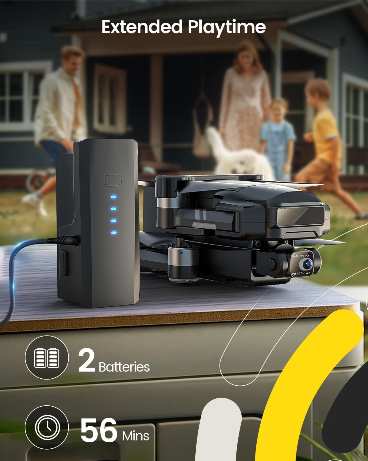 - Holy Stone HS600 2-Axis Gimbal Drones | 4K EIS Camera | 2 Batteries 56-Min Flight Time -