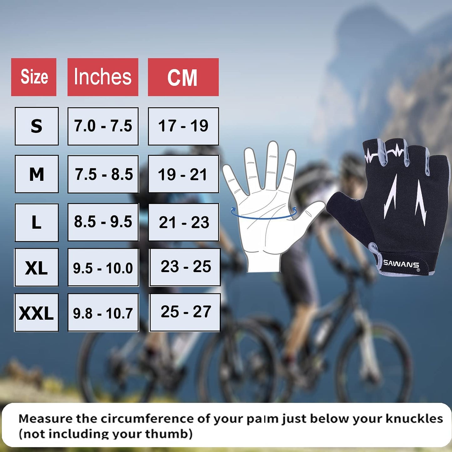 Cycling Gloves Half Finger Mountain Road Bike Cycle Gloves Anti Slip Shock Absorbing Padded Breathable MTB Bicycle Biking Gloves Sports Men Women (Black, L)