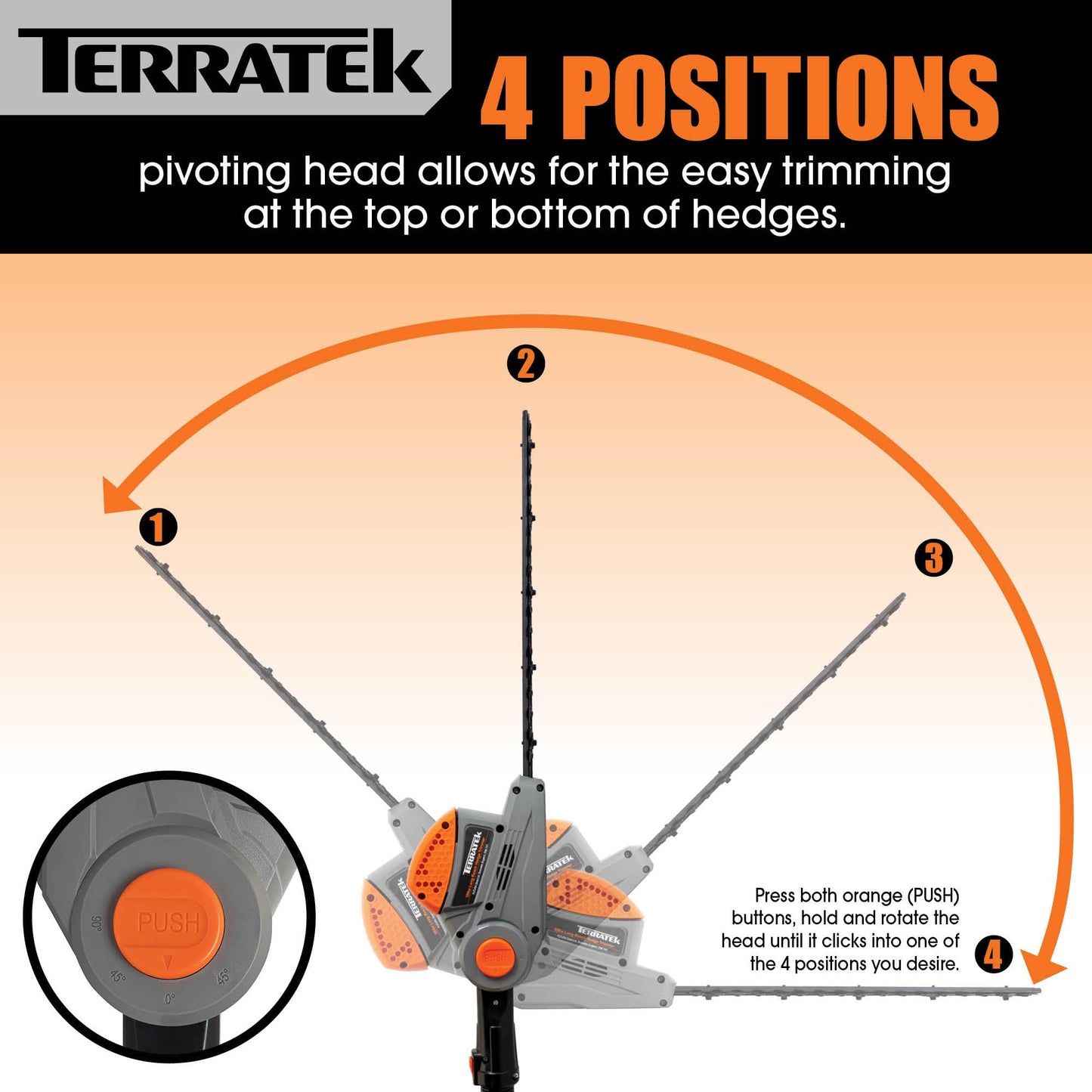 - Terratek Corded Extendable Pole Hedge Trimmer | 550W 2.5M | Telescopic Hedge Trimmer -