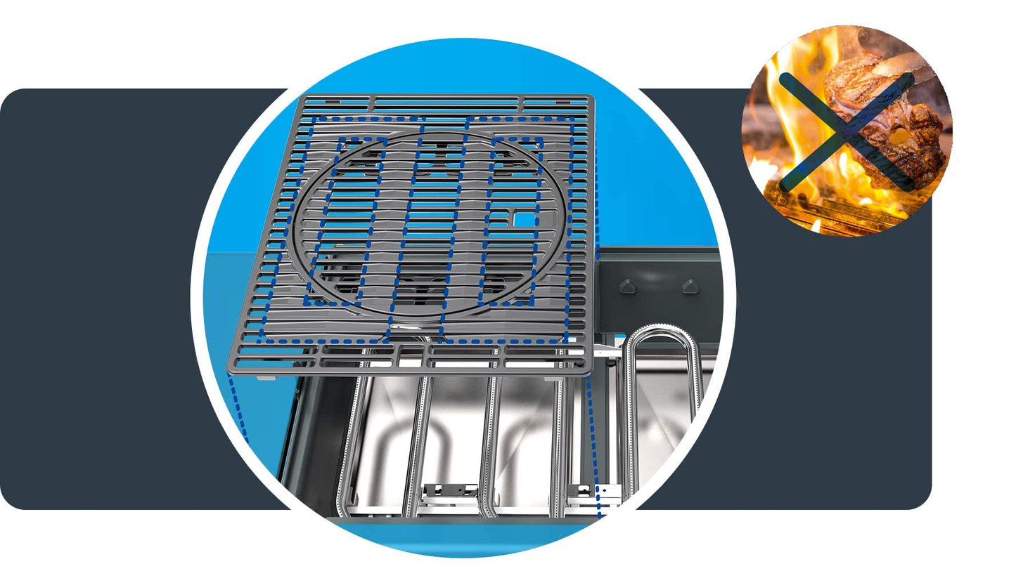 Campingaz Gas BBQ 4 Series Select S, Barbecue Gas Grill with 4 Stainless Steel Burners, 1 Side Burner, Lid with Thermometer, InstaClean Aqua, Culinary Modular System, 13.6kW